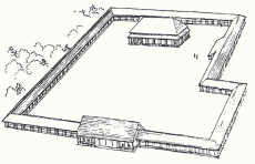 二里頭遺跡の宮殿復元図