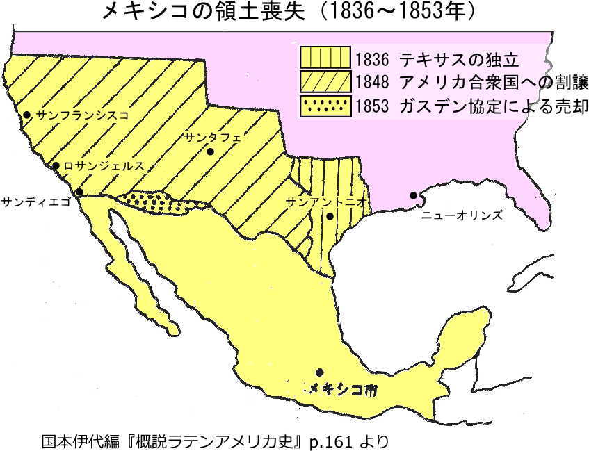 メキシコの領土縮小