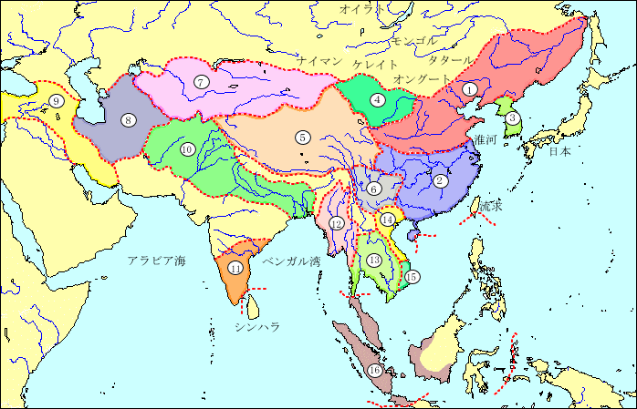 １２世紀頃のアジア地図